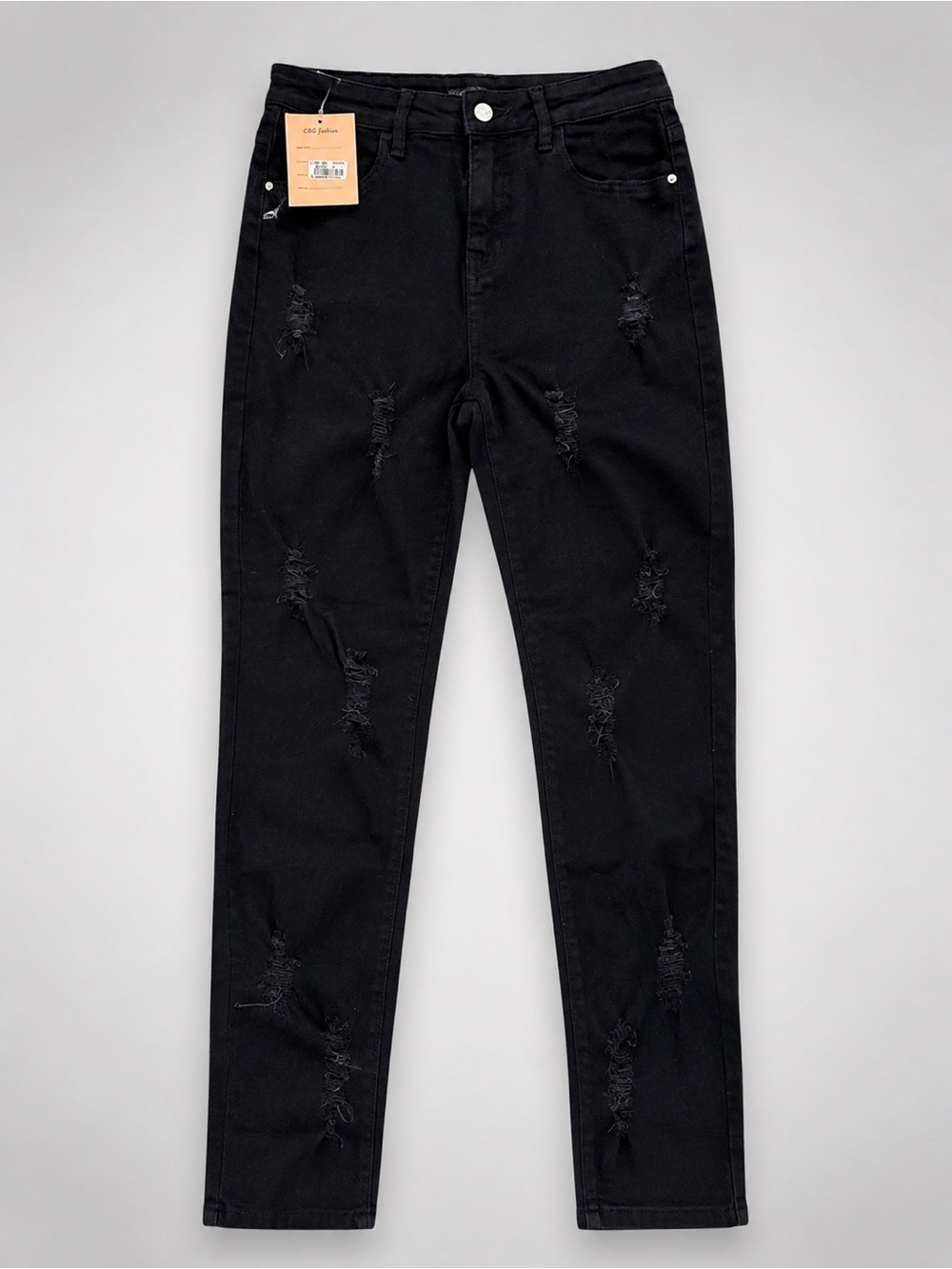 Black Distressed Men’s Jeans - Classic Fit